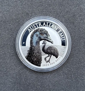 Australijski emu kolorowany moneta 1oz srebro 2023