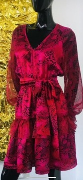 Piękna sukienka z jedwabiu i szyfonu jedwabnego