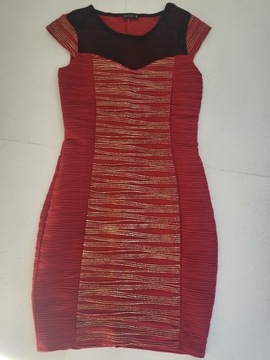 bodyflirt czerwono-złota sukienka xxs / xs