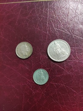 Zestaw  Szwajcaria 3 monety, każda inna