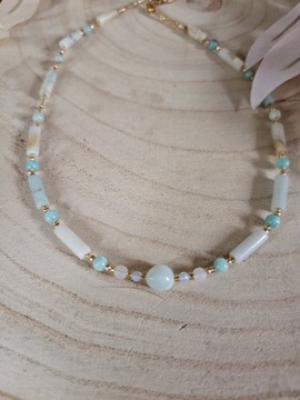 Naszyjnik Choker kamienie Larimar Amazonit Opal