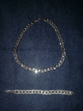 Komplet biżuterii męska bransoleta łańcuszek stal
