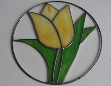 Witraż szklany tulipan vintage