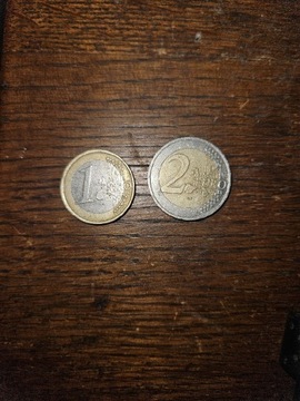 Francja 1999 bimetaliczne monety 1 euro i 2 euro