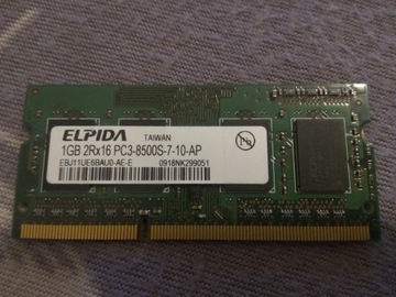 Laptop RAM Elpida 1GB 2Rx16 PC3 8500S 7 10 AP