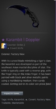 Karambit Doppler phase 4 fn. Obowiązuje przedpłata