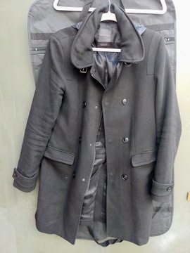(L) ZARA/Wełniany płaszcz z kapturem, kurtka 