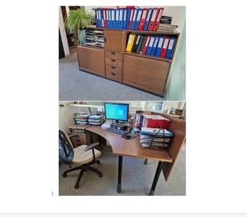 zestaw mebli biurowych biurko szafki kontener