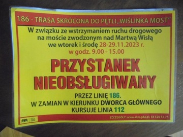 PRZYSTANEK NIEOBSŁUGIWANY tabliczka ZTM GDAŃSK