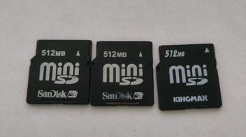 3 x Karta Pamięci MiniSd 512mb