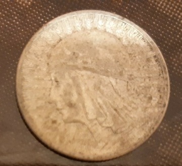 Moneta o nominale 2 zł z 1934 r. Głowa kobiety 