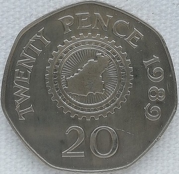 Guernsey 20 pence 1989, KM#44