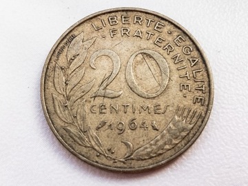 Moneta Francja 20 centimes 1964
