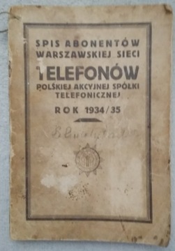 Spis Abonentów Warszawskiej Sieci Telefonów 1934