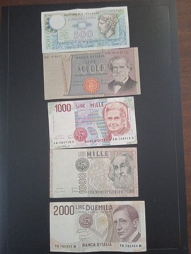 Włochy zestaw banknotów 