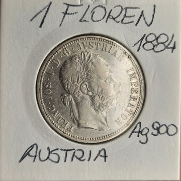 1 floren  1884  Austria  Ag900  N: 4.300.000 szt.