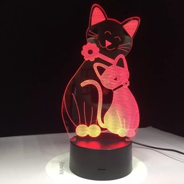Lampka nocna Led 3D koty pomysł na prezent 
