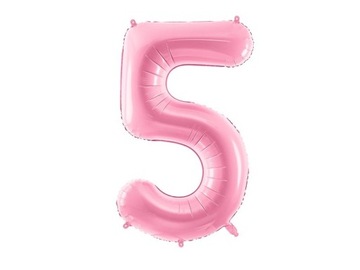 Balon foliowy cyfra "5" różowy, pastelowy 86 cm
