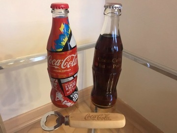 Kolekcjonerskie pełne butelki Coca Cola x2 + otwie