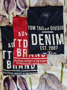 3 koszulki t-shirty V-neck Tom Tailor rozm. M