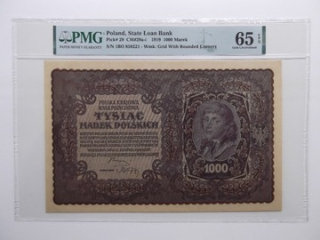 1000 marek 1919  I Serja BO  PMG65  EPQ  