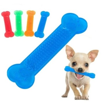 gryzak dla psa kość  gumowa zabawka niebieska