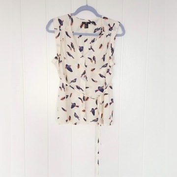 Śliczna bluzka H&M 36 S kremowa ptaki wzór ptak