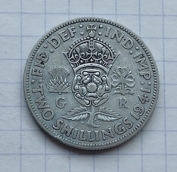 (3207) Wielka Brytania 2 szylingi 1941 srebro 