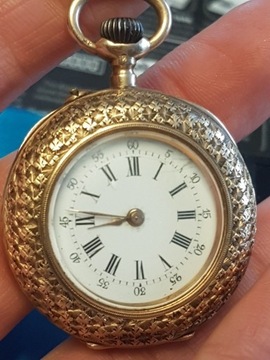 Secesja, złoty zegarek antyk ,złoto 14k