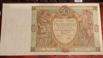 Banknot Polska Warszawa 50zł 1929r. Ser.EE.Rzadkie