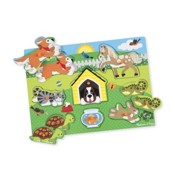 Puzzle z uchwytami Zwierzęta Pets Peg Melissa Doug