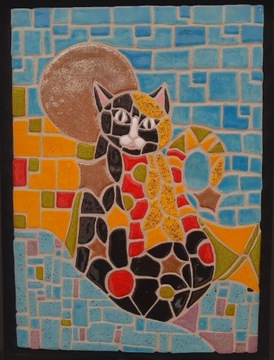 Mozaika ceramiczna kot