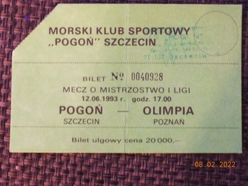 Pogoń Szczecin -Olimpia Poznań    ulgowy