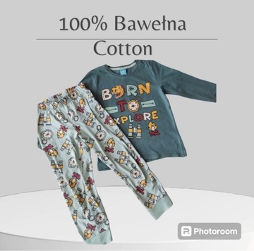 Piżamki piżamki dla chłopczyka spodnie koszulka 100% Bawełna roz 110-116
