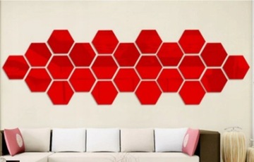 2x Lustra sześciokąty na ścianę dekoracja czerwone
