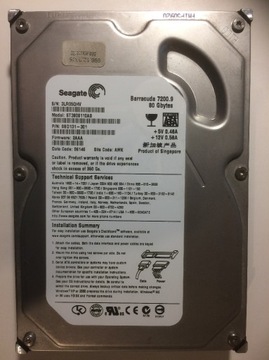 Dysk SATA Seagate ST3808110AS 80GB 3,5 + kabel