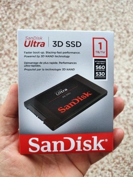 Dysk SSD SanDisk Ultra 3D 1TB. SATA III. Nowy