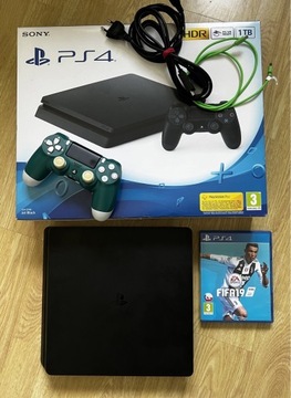 PS4 Slim 1TB PlayStation 4 ZESTAW Pad gra pudełko