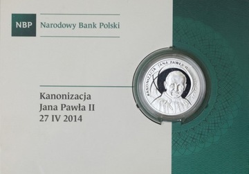 2014 10 zł złotych Jan Paweł II Kanonizacja