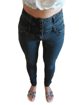 Spodnie jeansy damskie wysoki stan czarne L
