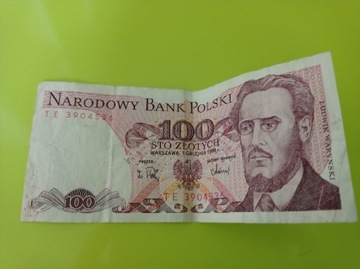 Banknot 100 zł z czasów komuny rok wydania 1988
