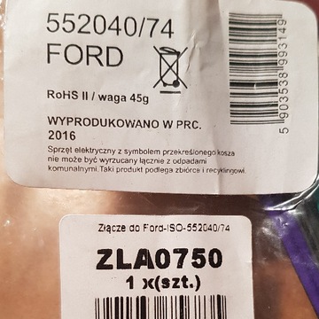 Złącze ISO FORD ZLA0750 552040/74