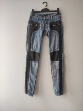 Spodnie damskie S , skóra / jeans