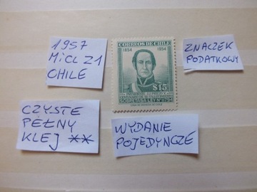 znaczki wydanie pojedyncze Mi Z1 Chile 1957r. JOSE PRIETO czysty **