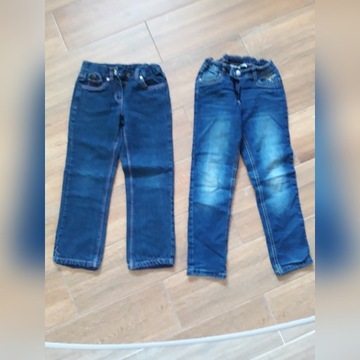 Spodnie jeans ocieplane 128 / 2 sztuki