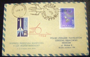 Cp. z Fi. 1409, przesyłka poczta rakietowa. 1965r.