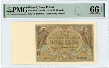 10 zł 1929 PMG 66 EPQ