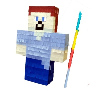 Zestaw piniata Steve Minecraft 60cm + kij + Gratis