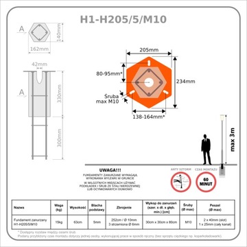 Fundament Zanurzany Footing 15kg - lampy maszty -