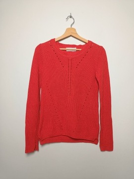 Czerwony sweter sweterek ażurowy xs